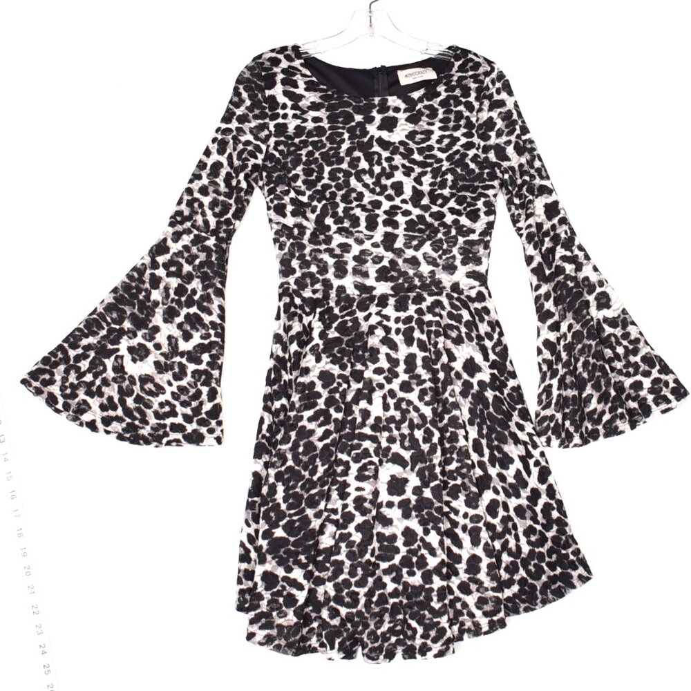 Momocracy Women's Animal Print Sheer Lace Waist Dress Size Small
